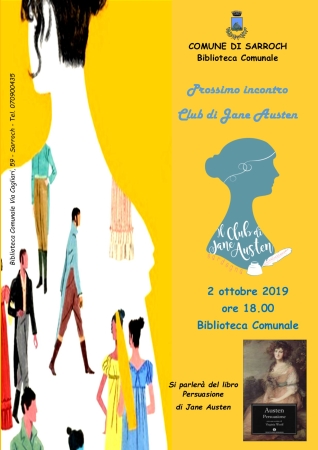 Prossimo incontro del Club di Jane Austen mercoledì 2 ottobre 2019 Biblioteca Comunale ore 18.00