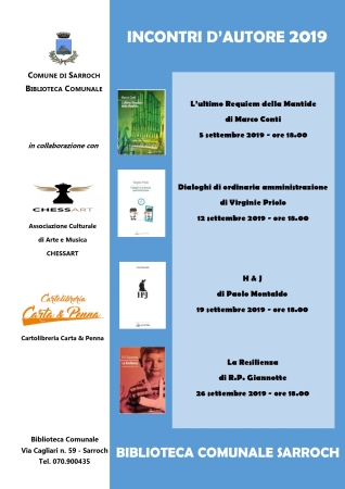 Incontri d’Autore 2019 - Nuovi appuntamenti alla Biblioteca Comunale di Sarroch