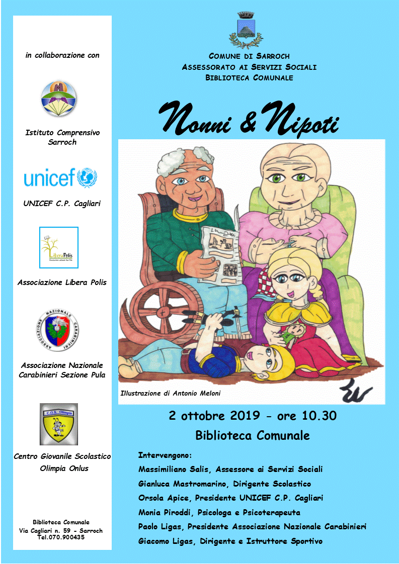 “Nonni & Nipoti” 2 ottobre 2019 – Biblioteca Comunale - ore 10.30 