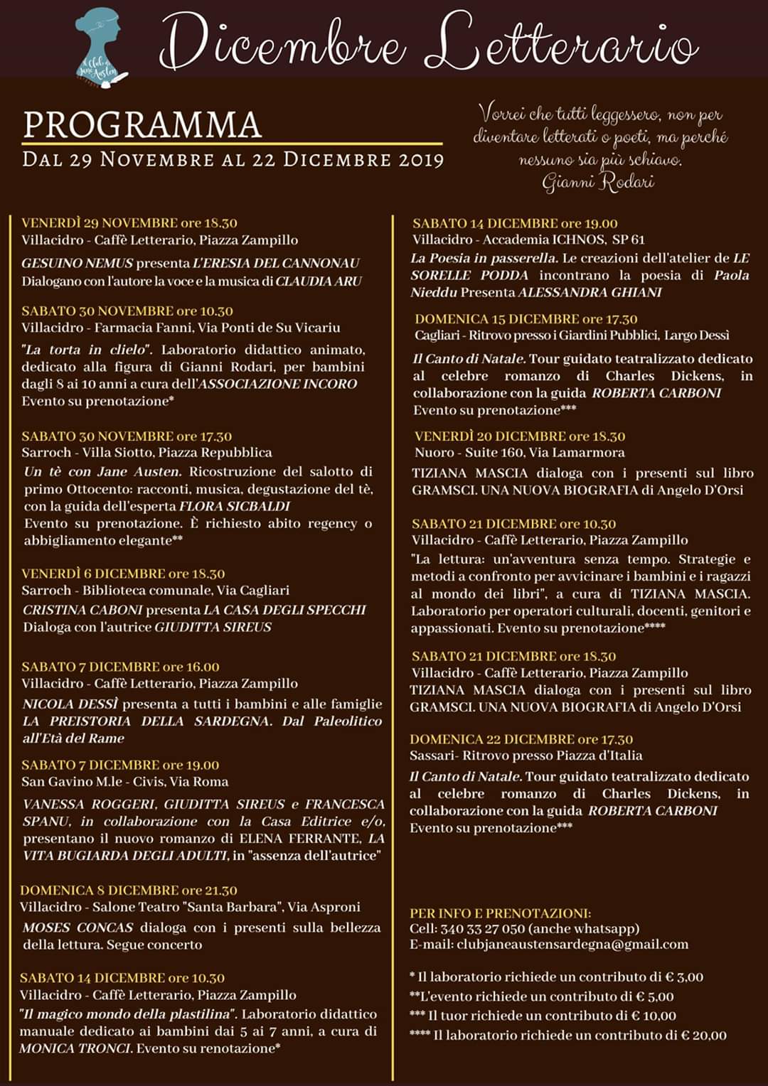 Quinta edizione del Dicembre Letterario dal 29 novembre al 22 dicembre 2019
