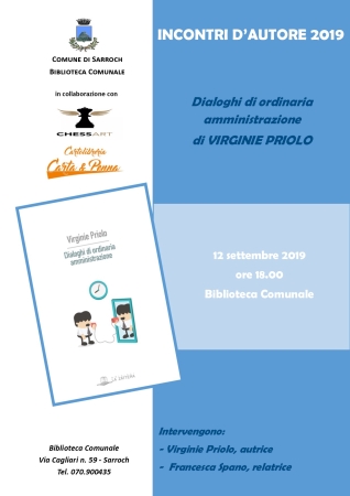 Incontri d’Autore 2019: “Dialoghi di ordinaria amministrazione” di Virginie Priolo